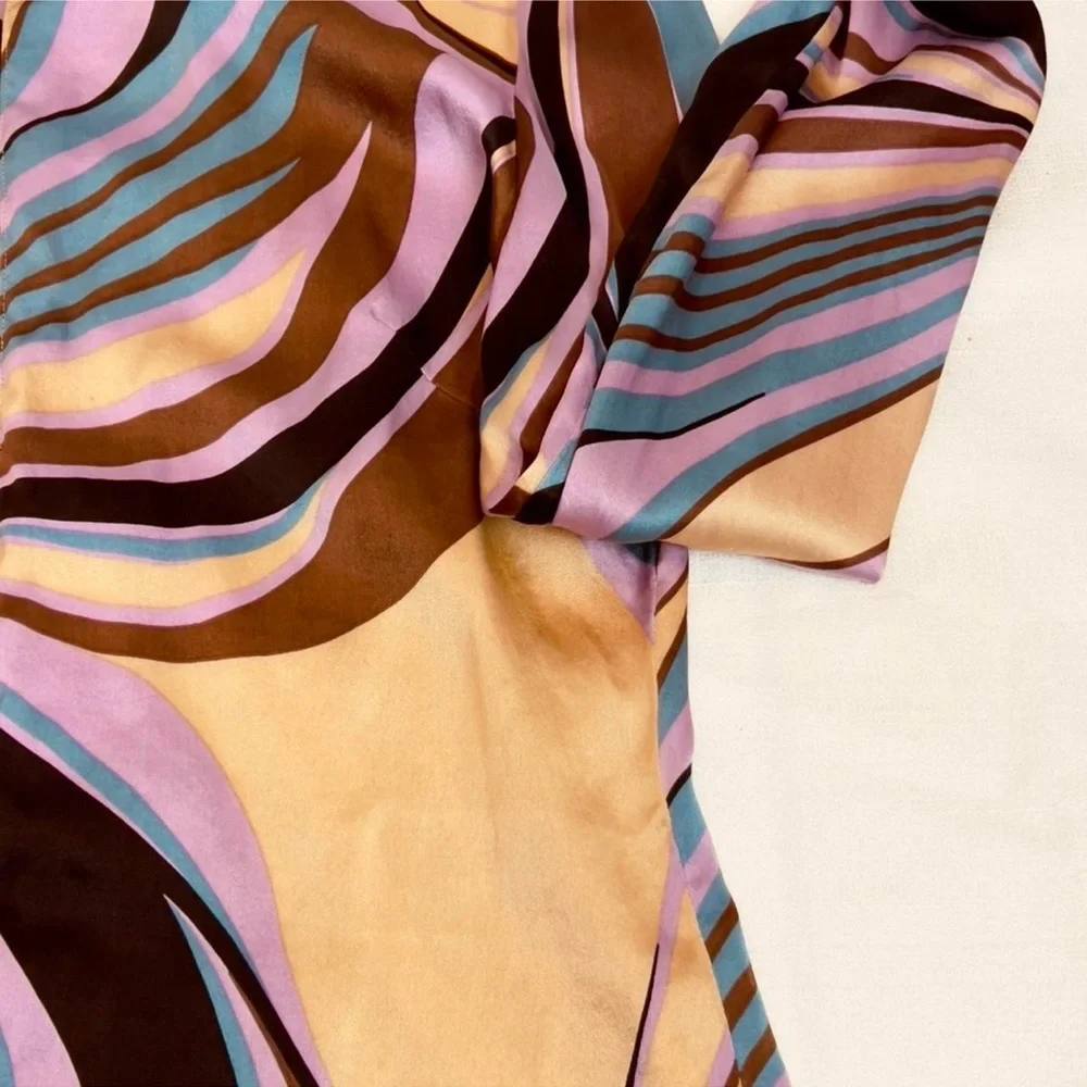 Pucci Style Silk Designer Swirl Psychedelic Button Up Blouse - Picture 5 of 6